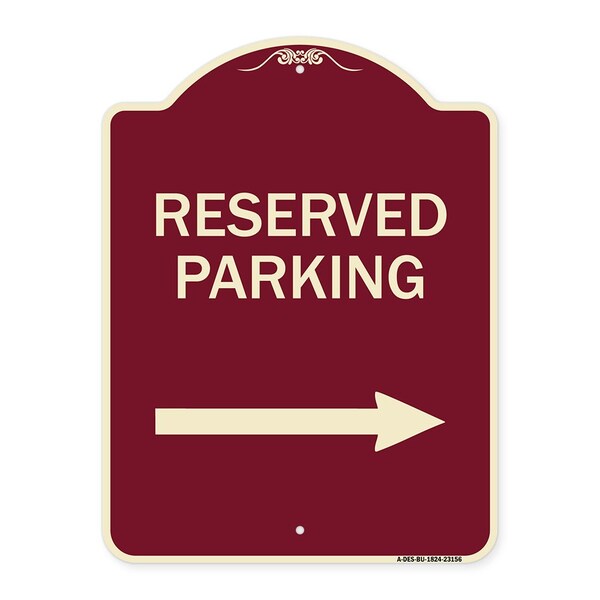 Reserved Parking Right Arrow Heavy-Gauge Aluminum Architectural Sign, 24" x 18", BU-1824-23156